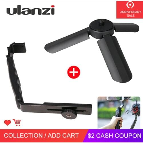2 IN 1 Mini Tripod+L Bracket Stand With 2 Hot Shoe for Zhiyun Smooth Q 4/DJI OSMO Mobile 2 3 /Fy Gimbal/BY-MM1 Microphone/Light