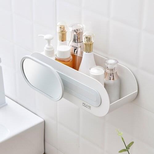 Multifunctional Cosmetic Storage Rack Wall-mounted Bathroom Accessories Storage Shelf Portable Exquisite Makeup Organizer Holder