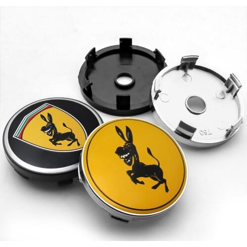 4PCS 60MM Donkey logo Car Wheel Center Hub Caps 56MM Emblem Sticker Decal For Ferrari Ford Car Decoration Accessories