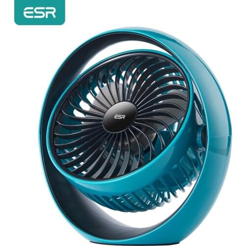 ESR USB Desk Fan 2000mAh Portable Cooling Desktop Fan 5V/1A Portable 360 Rotation Adjustable Angle for Office Bedroom Mini Fan
