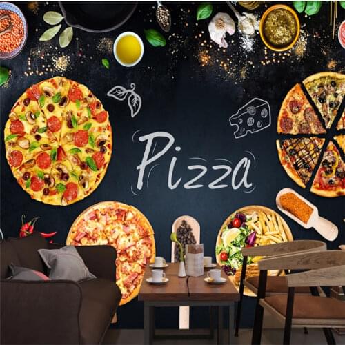 Custom Personalized Pizza Shop Blackboard Background Wall Paper 3D Fast Food Restaurant Industrial Decor Mural Wallpaper 3D