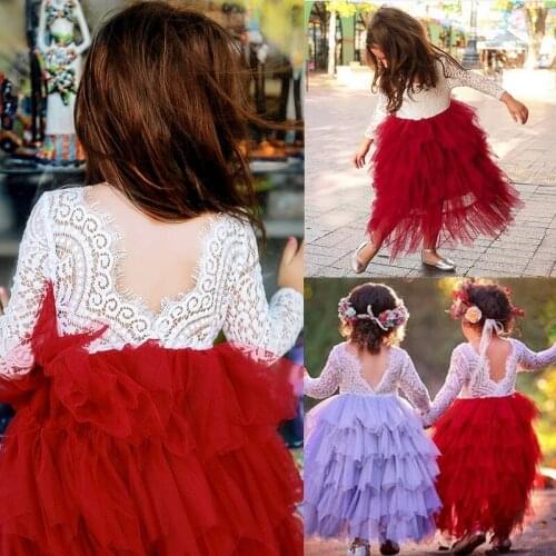 Christmas Dress Girls Clothing Lace Flower Girl Wedding Ceremony Kids Dresses for Girls New Year Party Princess Costume