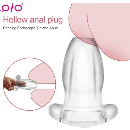 OLO Waterproof Hollow Plug Butt Pleasure Clitoris Stimulator Anal Cleaning Anal Speculum Adult Sex Toy for Women Men