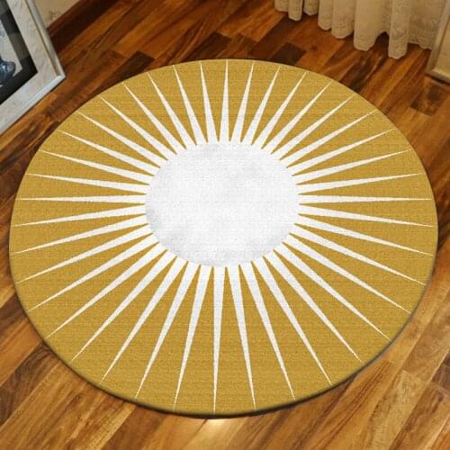 Nordic fashion modern yellow and white round living room carpet Bedroom basket chair non-slip mat plush round floormat customize