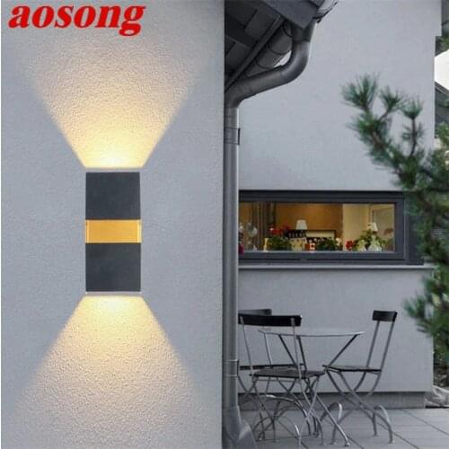 AOSONG Outdoor Wall Light Contemporary LED Lamp Waterproof Sconces Home Decorative For Porch Stairs