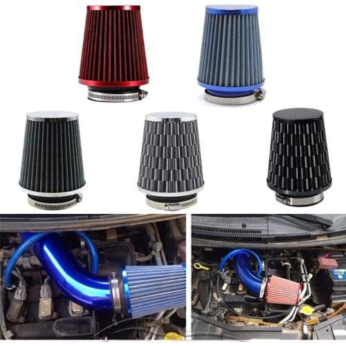 Universal Car Air Filter 76mm 3 Inch High Flow Car Cold Air Intake Filter Aluminum Non-woven Fabric Rustproof Air Intake Hose