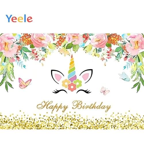 Yeele Photophone Unicorn Party Birthday Love Baby Child Photographic Backgrounds Custome Photography Backdrops For Photos Studio