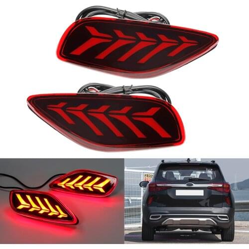 OKEEN 2pcs Rear Bumper Lights Assembly For Kia Seltos 2019 2020 2021 Car Tail Light Brake Fog Lamp LED Reflector