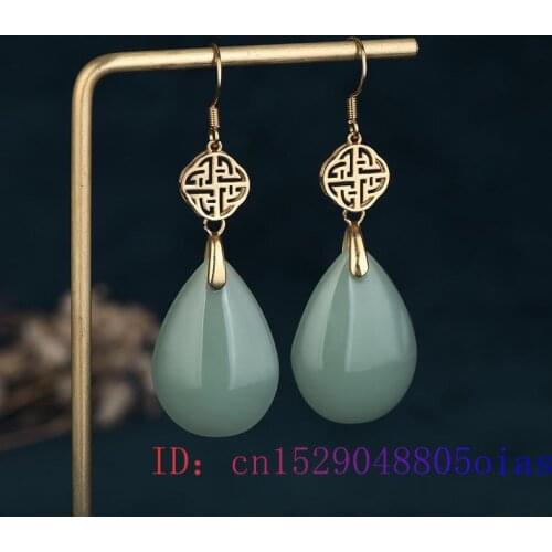 Green Jade Water drop Earrings Zircon Jewelry Crystal Charm Women Natural 925 Silver Amulet Chalcedony Fashion Gifts Gemstone