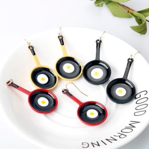 Funny Design Symmetry Shovel Pan Fried Egg Shape Stud Earring Women Fashion Gifts Jewelry Girl Party Drop Earrings For Women