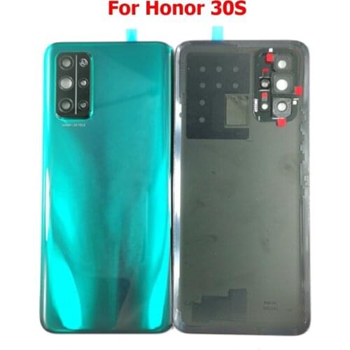 10Pcs Back Glass Battery Housing Door Cover With Camera Lens For Huawei Honor 30S With Sticker Replacement