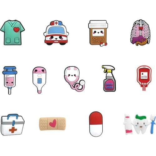 100pcs Medical PVC Shoe Charms Shoe Buckle Accessories for Croc Decoration for Bracelets with holes Children Christmas Gift