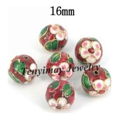 16mm Chinese Cloisonne Enamel Beads Mixed Color Traditional Handicrafts 50pcs Wholesale