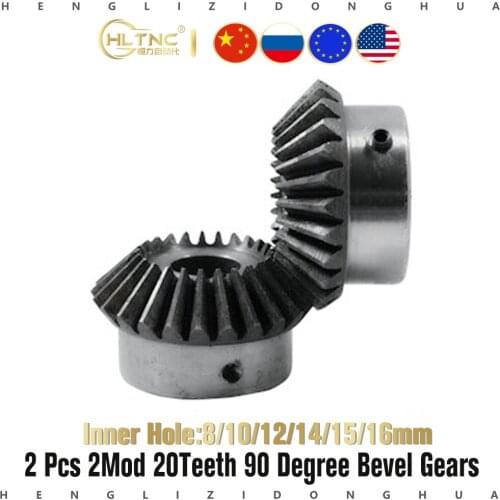 2pcs 2mopcs 2M20T bore 8/10/12/14/15/16mm Bevel gear 90 degree hard tooth surface 1 : 1 cnc machine