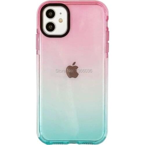 200Pcs/Lot Gradient Candy Phone Case For iPhone 11 Pro Max X XR XS Max 7 8 6S Plus Translucent Shockproof Couple Case