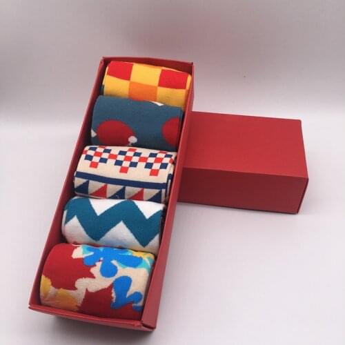 5 pairs of socks) British wind socks Personality lovers socks cotton socks wholesale no gift box