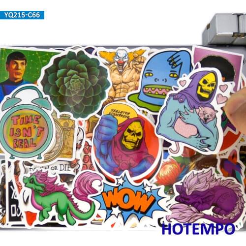 66pcs Funny Cool Pattern Shape Graffiti Mixed Waterproof Decals Stickers for DIY Phone Laptop Suitcase Skateboard Case Bike Car