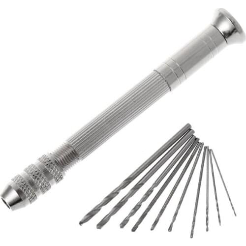 Swivel Head Pin + 10pcs Micro HSS Twist Drill Bits For Jewelry Watch Hobby Hand Tool