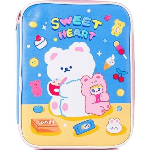 Korean Style Cartoon Laptop Faux Leather Sleeve Carrying Case Tablet Cover Protector Pouch Zipper Inner Bag Portable 9.7-11 D0LF