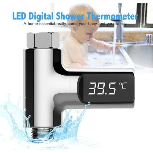 LED Digital Shower Thermometer Kitchen Bathroom Faucet Water Temperature Meter Monitor Flow Self-Generating Electricity