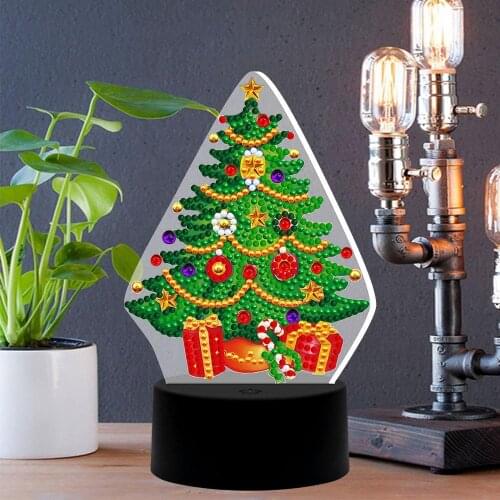 Design 7 Colors Available Table Lamp Led 5D Diamond Painting Christmas Tree Light Diamond Embroidery Cross Stitch Christmas Gift
