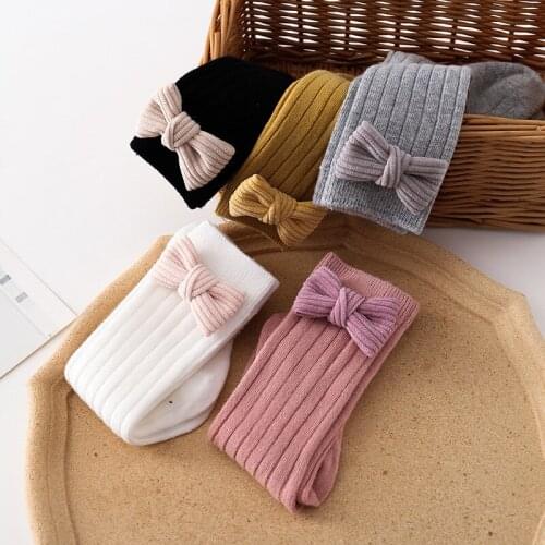 Toddler Baby Girls Stockings Fashion Bowknot Socks Stylish Comfortable Knee High Cotton Socks Children Kids 0-3 years Sock