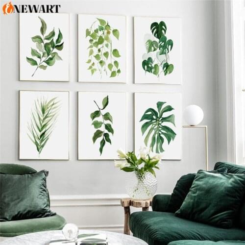 Watercolor Nordic Plant Wall Art Poster for Living Room Print Monstera Modernism Canvas Painting Decoration Picture Home Decor