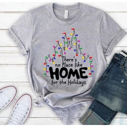 Harajuku Style Home for Holidays Tshirt Merry Christmas Gothic Women T-shirts Graphic T Tops Car Hot Tee Vintage Shirt