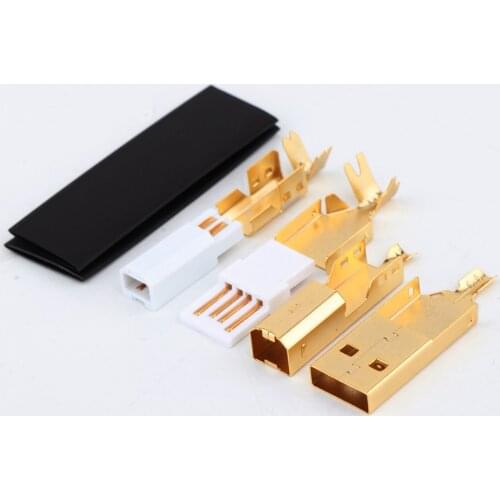 Hi-End Gold Plated USB connector USB A+USB B Type A-B Plug For DIY USB Cable Taiwan Made
