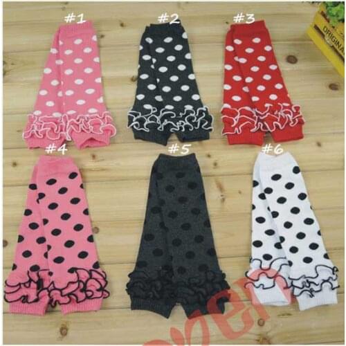 Cotton Pink Black White Red Grey Polka Dots Ruffle Baby Leg Warmer For Girls Boys