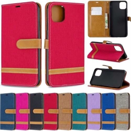 Canvas Leather Wallet Case For Samsung Galaxy A10e For Iphone 6.1 6.5 inch 2019 New Jean Hybrid Hit Color Flip Cover 50PCS