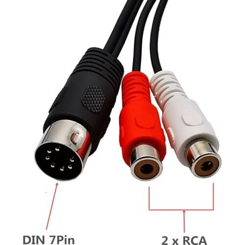 MIDI Cable 7-Pin DIN Male to 2 Dual RCA Female Plug Audio Cable 7pin to 2 x RCA 0.5m 1m 1.5m