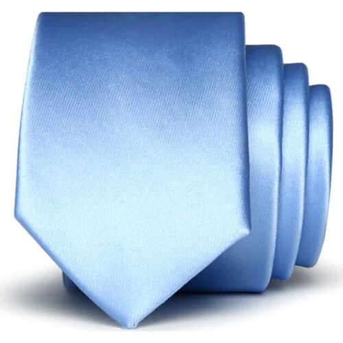7cm Necktie Classic Silk Ties for Men 2019 New Solid Light Blue Business Ties for Suit Luxury Korean Fashion Gravata Gift Box