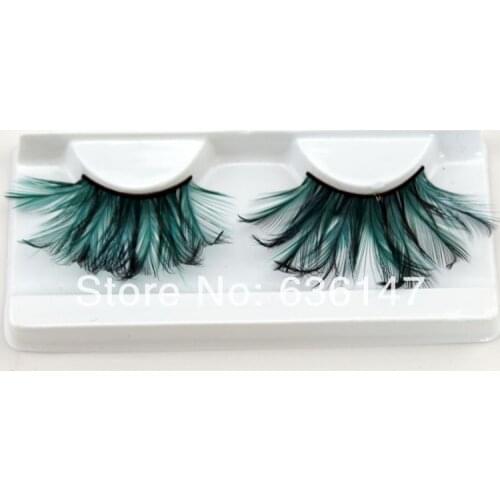 Minimum order $ 5) Blackish green wool slitless feather false eyelashes ballet Latin dance False eyelashes
