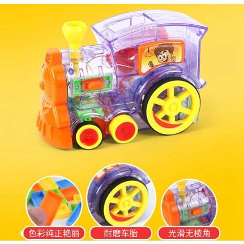 Domino Train Car Kids Sound Light Automatic Laying Building Brick Colorful Dominoes Blocks Game Toys Set Gift for Boys Girls