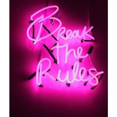 Neon Sign For Break the Rules Glass Tubes Lamp neon Windows light advertise custom LOGO Handmade art light dropship for sale