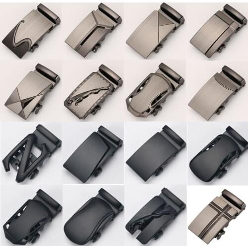 2021 New Gray Black Alloy Quality Business Belt Buckle Click Process Wire Drawing Buckles Fits 3.5CM Ratchet Strap
