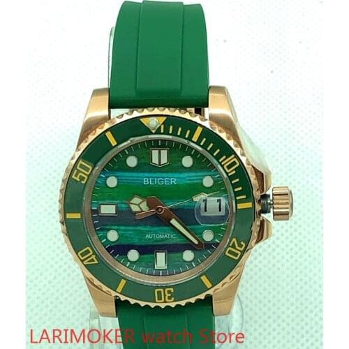 Bliger 2021 NEW mens high-quality luxury sports and leisure waterproof mens watch mechanical clock sea green bezel rotating