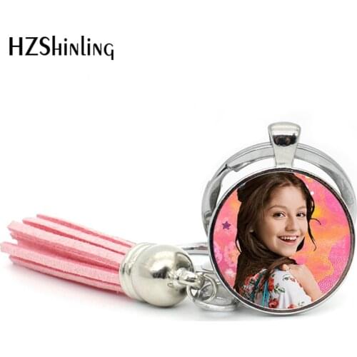 2017 New Arrived Soy Luna Tassel Key Chain Fashion Elenco De Soy Luna Keyring Glass Dome Steampunk Keychain for Girls Women