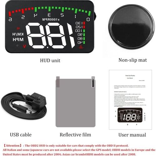 OBD2 Head Up Dispay Car Electrics Dashboard Car HUD Windscreen Projector Digital Rotating Speed RPM Voltage Water Temp with Alar