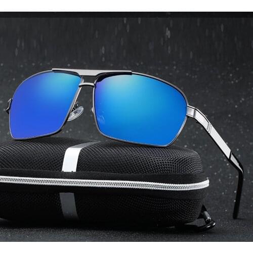 Al-mg Alloy Oversized Rectangle Comfortable Polarized Sunglasses Custom Made Myopia Minus Prescription Polarized Lens -1 To-6