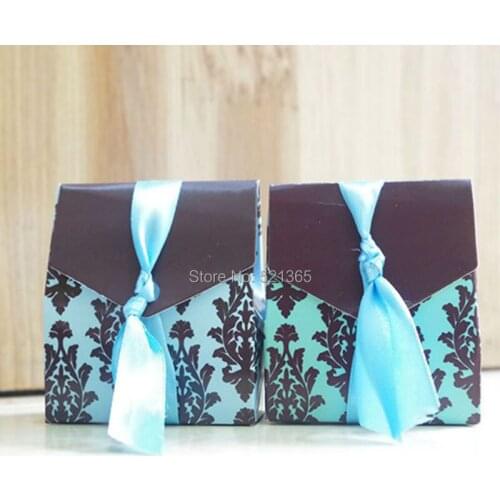 Wholesale 3000pcs/lot blue flower candy box wedding birthday party gift box chocolate boxes favor party decoration
