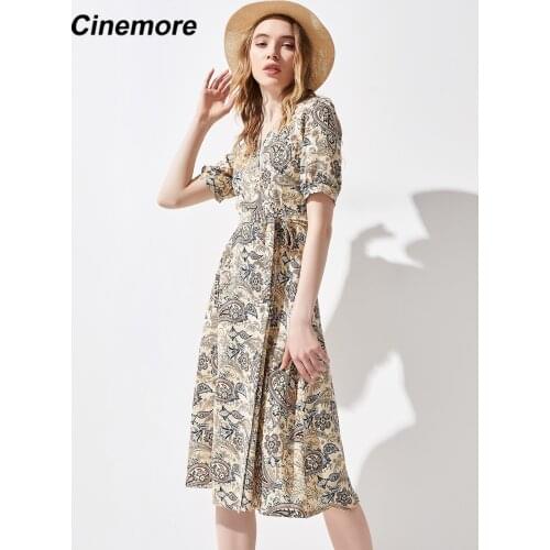 Cinemore Dress Summer Fashion Elegant Female long V Neck Party Beach Festival Cute maxi dresses for women 2021 Q96103