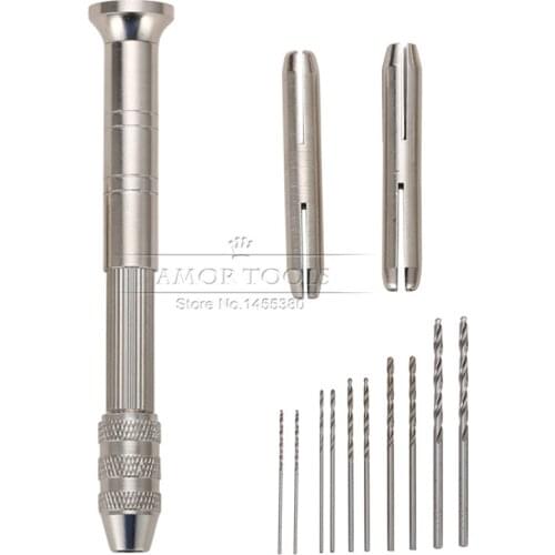 Semi-Automatic Hand Drill Jewelry Micro Mini Spiral Hand Push Drill Manual Drill With Twist Drill Bits 0.6/0.8/1.0/1.5/2.0mm