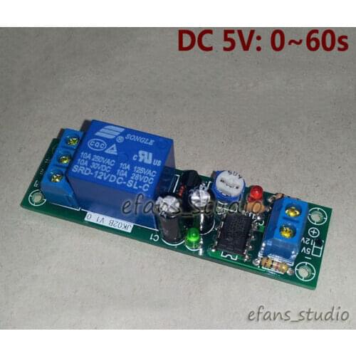 DC 5V 0~60s 12V 0~200s Turn on Board Time Relay ModuleDelay Timer Switch Adjustable