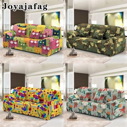 Psychedelic Cartoon Cat Elastic Couch Cover Combination Stretch Sofa Covers For Living Room L Shape Slip-Resistant Slipcover