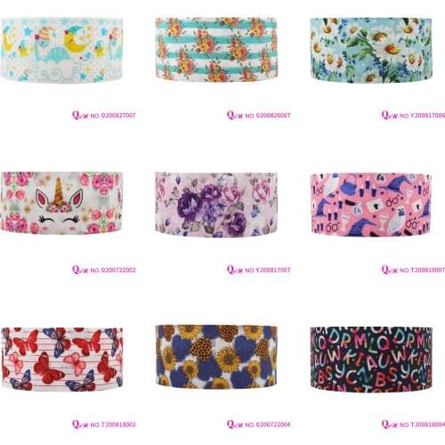 Q&N Ribbon 22mm~75mm Sunflower Printed Grosgrain Ribbon Accessories DIY Material Craft Supplies Free Shipping