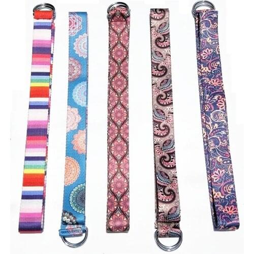 Printed Adjustable Yoga Belt Yoga Stretch Belt Washable Sport Stretch Strap D-Ring Belts Yoga Strap Fitness Rope 183x3.8cm
