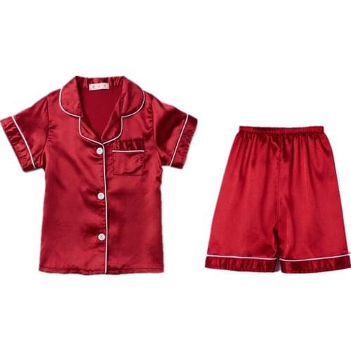 Boys Silk Pajamas 2020 Summer Short Sleeve Childrens Set Girl Sleepwear Sets Thin Silk Pajamas Suit Girls Pyjamas Sets for Kids