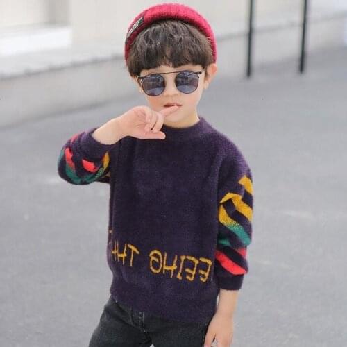 Scoop Knitting Spring Autumn Winter Sweater Baby Boys Kids Childrens Warm Plus Velvet Thicken Top High Quality